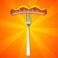 Sausage with fork Royalty Free Stock Photo