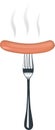 Sausage on the fork isolated on the white background. Royalty Free Stock Photo