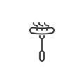 Sausage on fork outline icon Royalty Free Stock Photo