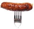 Sausage on fork