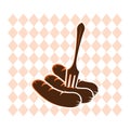 sausage with fork. Vector illustration decorative design
