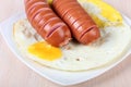 Sausage and fried eggs four