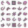 Sausage icons set line color vector