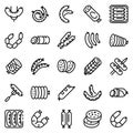 Sausage icons set, outline style