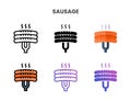 Sausage icons set with different styles.