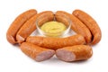 Sausage, jess, cold meats and mustard, isolated