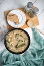 Sausage and kale zuppa toscana italian creamy soup Royalty Free Stock Photo