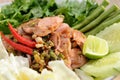 Sausage Larb on white dish Royalty Free Stock Photo