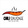 Sausage logo, illustration of food vector logo isolated white background Royalty Free Stock Photo
