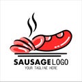 Sausage logo, illustration of food vector logo isolated white background