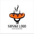 Sausage logo, illustration of food vector logo isolated white background Royalty Free Stock Photo