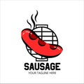 Sausage logo, illustration of food vector logo isolated white background Royalty Free Stock Photo