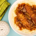 Sausage And Mashed Potatoes With Onion Gravy Royalty Free Stock Photo