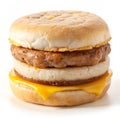 Sausage McMuffin with Cheese Isolated on White Background Royalty Free Stock Photo