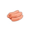 Sausage. Meat sausages, polutry, beef. Breakfast food. Vector graphic illustration