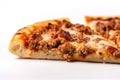 Sausage Pizza Slice On A White Background. Generative AI Royalty Free Stock Photo