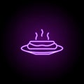 sausage in a plate icon. Elements of Food and drink in neon style icons. Simple icon for websites, web design, mobile app, info Royalty Free Stock Photo