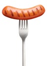 Sausage, with a fork Royalty Free Stock Photo