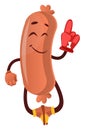 Sausage with red glove, illustration, vector