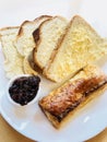 Sausage roll with bread and butter Royalty Free Stock Photo