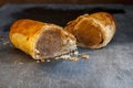 Sausage Roll Cut in Half Royalty Free Stock Photo