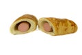 Sausage roll cut in half Royalty Free Stock Photo