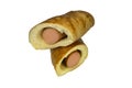 Sausage roll cut in half Royalty Free Stock Photo
