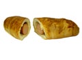 Sausage roll cut in half Royalty Free Stock Photo