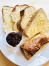 Sausage roll with bread and butter Royalty Free Stock Photo