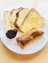 Sausage roll with bread and butter Royalty Free Stock Photo