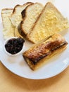 Sausage roll with bread and butter Royalty Free Stock Photo