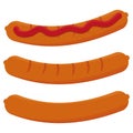 Sausage set, color isolated vector illustration on a white background Royalty Free Stock Photo