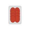 Sausage slices vacuum packed icon