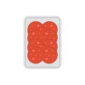 Sausage slices vacuum packed icon