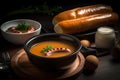 Sausage Soup, Homemade Smoked Meat Vegetable Broth Royalty Free Stock Photo