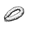 Sausage in vintage style. Hand drawn sketch style butchery product. Best for package and market advertising design.