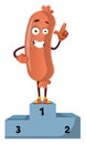 Sausage on winning stage, illustration, vector