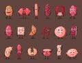 Sausage and wurst smiling meat characters