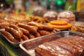 Sausages on Display Ai photo Royalty Free Stock Photo