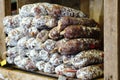 Sausages on a French market stall Royalty Free Stock Photo