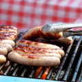 Sausages on grill Royalty Free Stock Photo