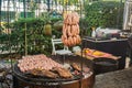 Sausages on the grill, traditional Argentinean food Royalty Free Stock Photo