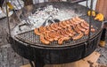 Sausages on the grill, traditional Argentinean food Royalty Free Stock Photo