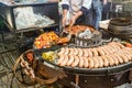 Sausages on the grill, traditional Argentinean food Royalty Free Stock Photo