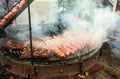 Sausages on the grill, traditional Argentinean food Royalty Free Stock Photo