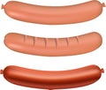 The sausages isolated on the white background.