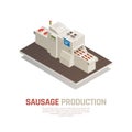 Sausages Manufacturing Isometric Composition Royalty Free Stock Photo