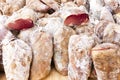 sausages, market in Nyons, Rhone-Alpes, France