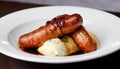 Sausages with mash potato Royalty Free Stock Photo