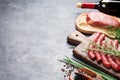 Sausages, meat, red wine Royalty Free Stock Photo